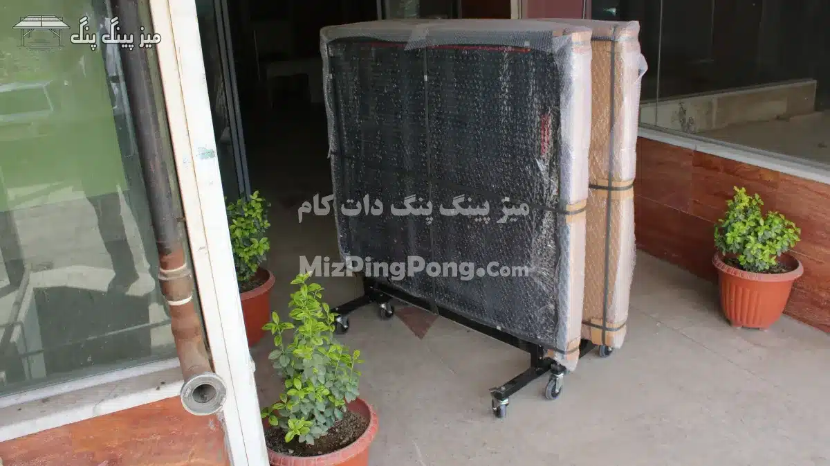 بسته بندی خرید میز پینگ پنگ شیشه ای پایه ثابت فضای باز نیدمد